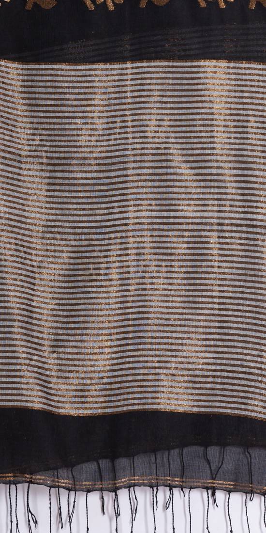 Traditional Black Soft Cotton Jamdani Saree