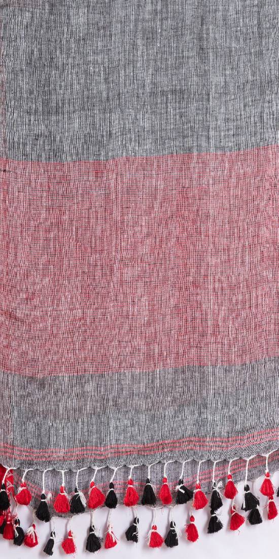 Traditional Grey Handloom Soft Linen Saree