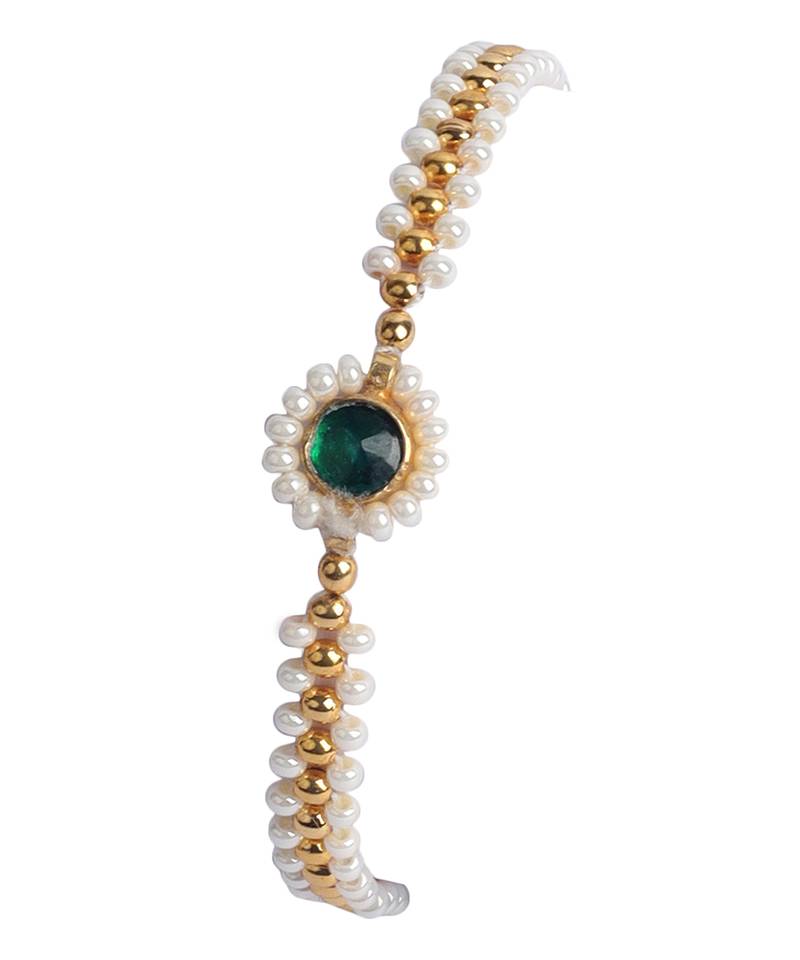 22KT Gold Plated Kundan Rakhi Bracelet