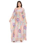 Lime Afican Print Silkmul Kaftan With Tassels