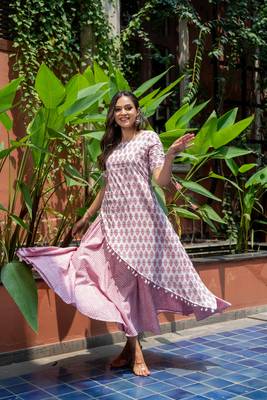 Weavllite Women's White  Pure Cotton Block printed Kurta 2