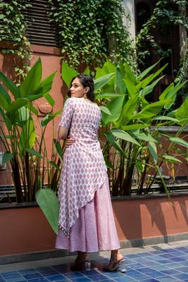 Weavllite Women's White  Pure Cotton Block printed Kurta 5