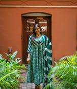 Weavllite Women's Green  Pure Cotton Block printed Kurta set