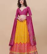 Yellow embroidered georgette saree with blouse