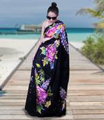 Hand Painted Pure Silk Satin Saree