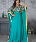 Green embroidered crepe islamic-kaftans