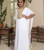 White embroidered rayon islamic-kaftans
