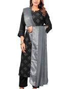 Wlosea Fashion Chinon Silk Pigment Work With Jari Print Black stitched Kurta Set