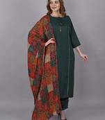 Wlosea Fashion Rayon Slub Lace Green stitched Kurta Set