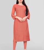 Wlosea Fashion Georgette Chiffon Chikan Embroidery Tometo Red stitched Only Kurti