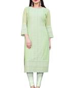 Wlosea Fashion Georgette Chiffon Chikan Embroidery Pista stitched Only Kurti