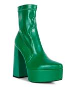 Green Whippers Patent Pu High Platform Ankle Boots