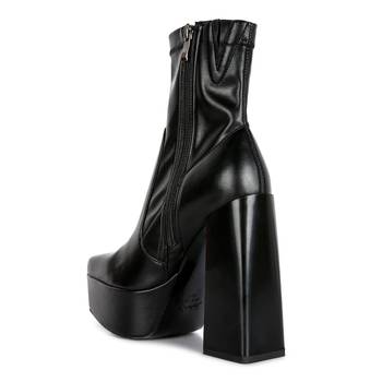 Black Whippers Patent Pu High Platform Ankle Boots 3