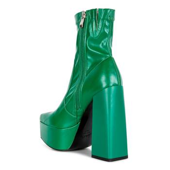 Green Whippers Patent Pu High Platform Ankle Boots 3