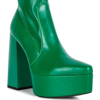 Green Whippers Patent Pu High Platform Ankle Boots 4