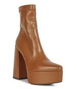 Tan Whippers Patent Pu High Platform Ankle Boots