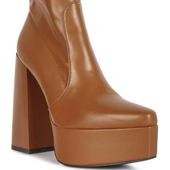Tan Whippers Patent Pu High Platform Ankle Boots 4
