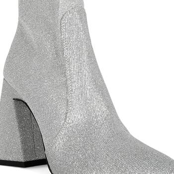 Silver Hustlers Shimmer Block Heeled Ankle Boots 4