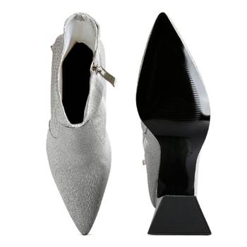 Silver Hustlers Shimmer Block Heeled Ankle Boots 5