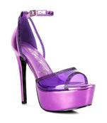 Purple Cinderella Diamante Detail Stiletto Platform Sandals