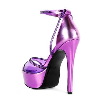 Purple Cinderella Diamante Detail Stiletto Platform Sandals 3