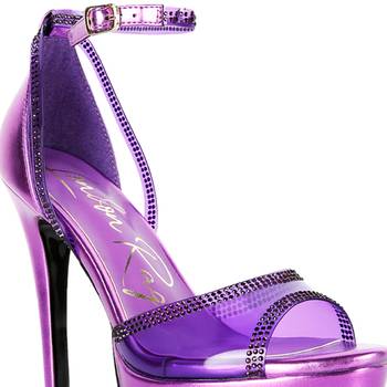 Purple Cinderella Diamante Detail Stiletto Platform Sandals 4