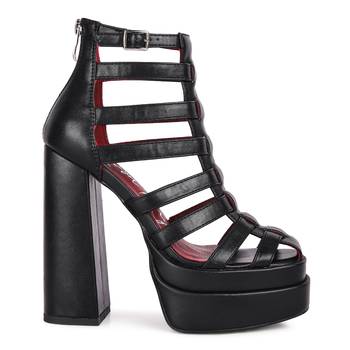 Black Rielle High Platfrom Cage Bootie Sandal 2