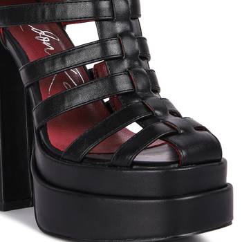 Black Rielle High Platfrom Cage Bootie Sandal 4