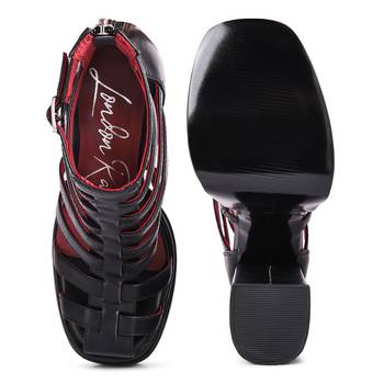 Black Rielle High Platfrom Cage Bootie Sandal 5