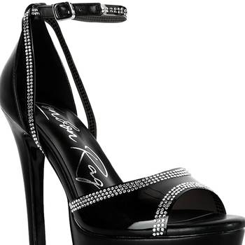 Black Cinderella Diamante Detail Stiletto Platform Sandals 4