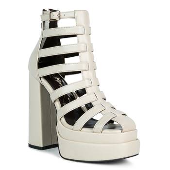 Beige Rielle High Platfrom Cage Bootie Sandal 1
