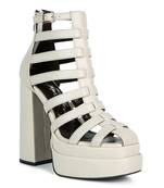 Beige Rielle High Platfrom Cage Bootie Sandal