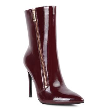 Burgundy Mania Patent Pu High Heeled Ankle Boot 1