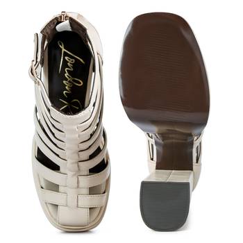 Beige Rielle High Platfrom Cage Bootie Sandal 5