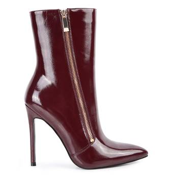 Burgundy Mania Patent Pu High Heeled Ankle Boot 2