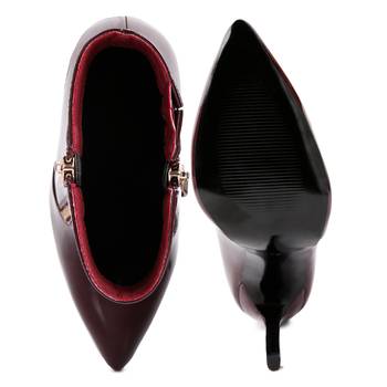 Burgundy Mania Patent Pu High Heeled Ankle Boot 5