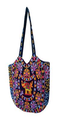 Sutliyan Handcrafted Ahmedabadi Black Shoulder Matka Bag for Women/Girls (16 * 20 Inch) 1