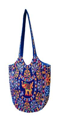 Sutliyan Handcrafted Ahmedabadi Blue Shoulder Matka Bag for Women/Girls (16 * 20 Inch) 1