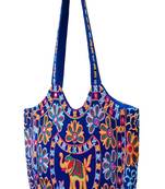 Sutliyan Handcrafted Ahmedabadi Blue Shoulder Matka Bag for Women/Girls (16 * 20 Inch)