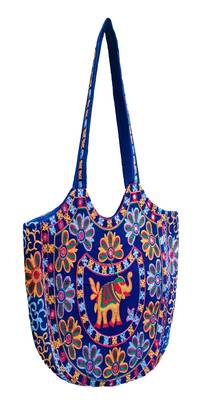 Sutliyan Handcrafted Ahmedabadi Blue Shoulder Matka Bag for Women/Girls (16 * 20 Inch) 2
