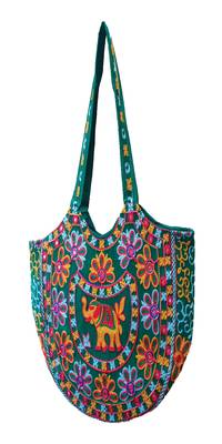 Sutliyan Handcrafted Ahmedabadi Green Shoulder Matka Bag for Women/Girls (16 * 20 Inch) 1