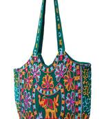 Sutliyan Handcrafted Ahmedabadi Green Shoulder Matka Bag for Women/Girls (16 * 20 Inch)