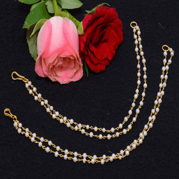 Designer 2 Line Pearl Earchain or kan chain Ear Support Earrings pearl hair accessories 1