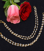 Designer 2 Line Pearl Earchain or kan chain Ear Support Earrings pearl hair accessories