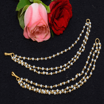Designer 3 Line Pearl Earchain or kan chain Ear Support Earrings pearl hair accessories 1