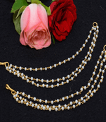 Designer 3 Line Pearl Earchain or kan chain Ear Support Earrings pearl hair accessories