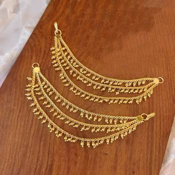 Designer 3 Line Golden ball Earchain or kan chain Ear Support Earrings pearl hair accessories 1
