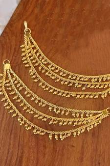 Designer 3 Line Golden ball Earchain or kan chain Ear Support Earrings pearl hair accessories