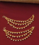 Designer 3 Line Pearl Earchain or kan chain Ear Support Earrings pearl hair accessories