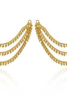 Designer 3 Line Golden Ball Earchain or kan chain Ear Support Earrings pearl hair accessories